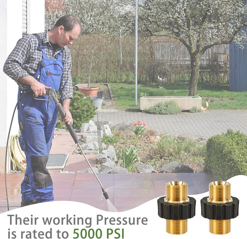 FIXFANS Pressure Washer Adapter Set, M22-14mm Male Fitting to M22-14mm Male Swivel, 5000PSI Pressure Washer Hose Thread Kit - Image 5
